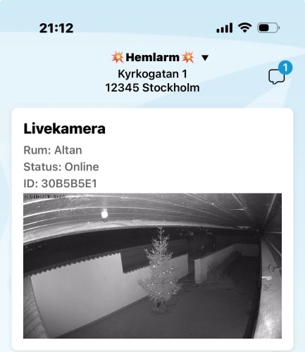Video från larm i app