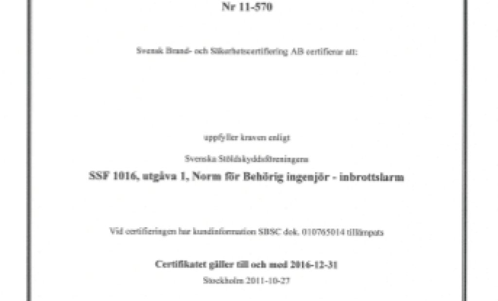 Godkand Larminstallation