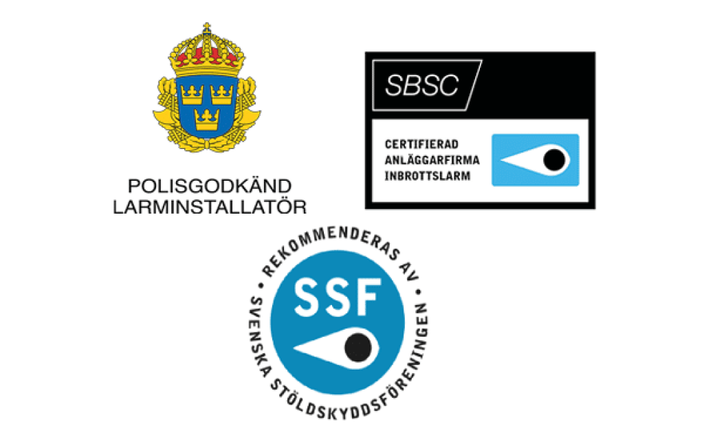 Tre trygghetsgarantier från Svenska Alarm, certifierat larmbolag