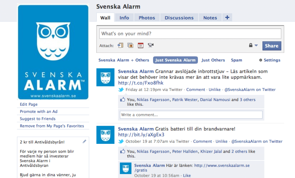 Svenska Alarm facebook